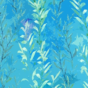 Seaweed Blue Abstract Watercolor