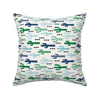 cactus greens navy blue grid tropical southwest design for trendy kids spring summer 