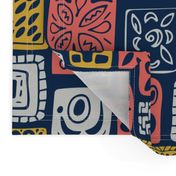 Little icon Boxes-Vintage Island-limited palette: Coral 2019, Blue & Gold. Original  *large version
