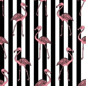 flamingo striped fabric - home decor fabric, striped fabric, tropical fabric, summer fabric, black and white