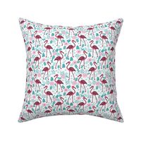 flamingo flower fabric - flamingo florals, tropical floral, summer fabric, flamingo fabric, tropical fabric, -  teal and pink