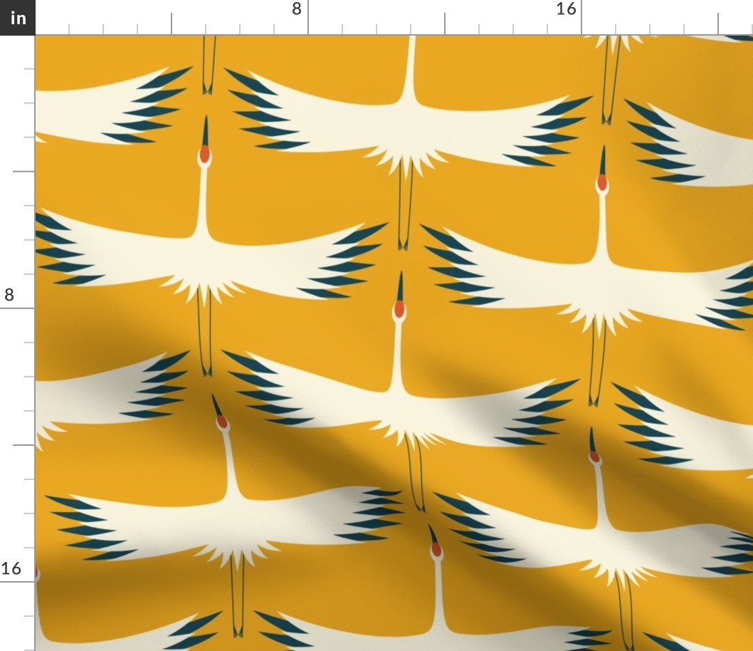 Whooping Crane Migration (24" wingspan wallpaper)- Sunshine - Larger