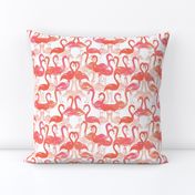 flamingo painted fabric - home dec fabric, painted flamingos fabric, home decor fabric -  coral