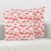 flamingo painted fabric - home dec fabric, painted flamingos fabric, home decor fabric -  coral