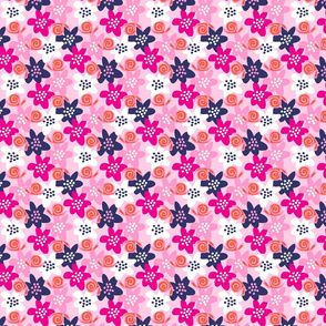 Pink & Blue Floral with Silly Snails