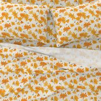 jerusalem artichoke floral orange/grey on linen texture - large