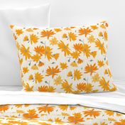 jerusalem artichoke floral orange/grey on linen texture - large