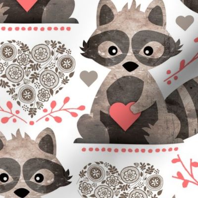 Raccoon's Valentine - Coral - Large Scale Client Requested