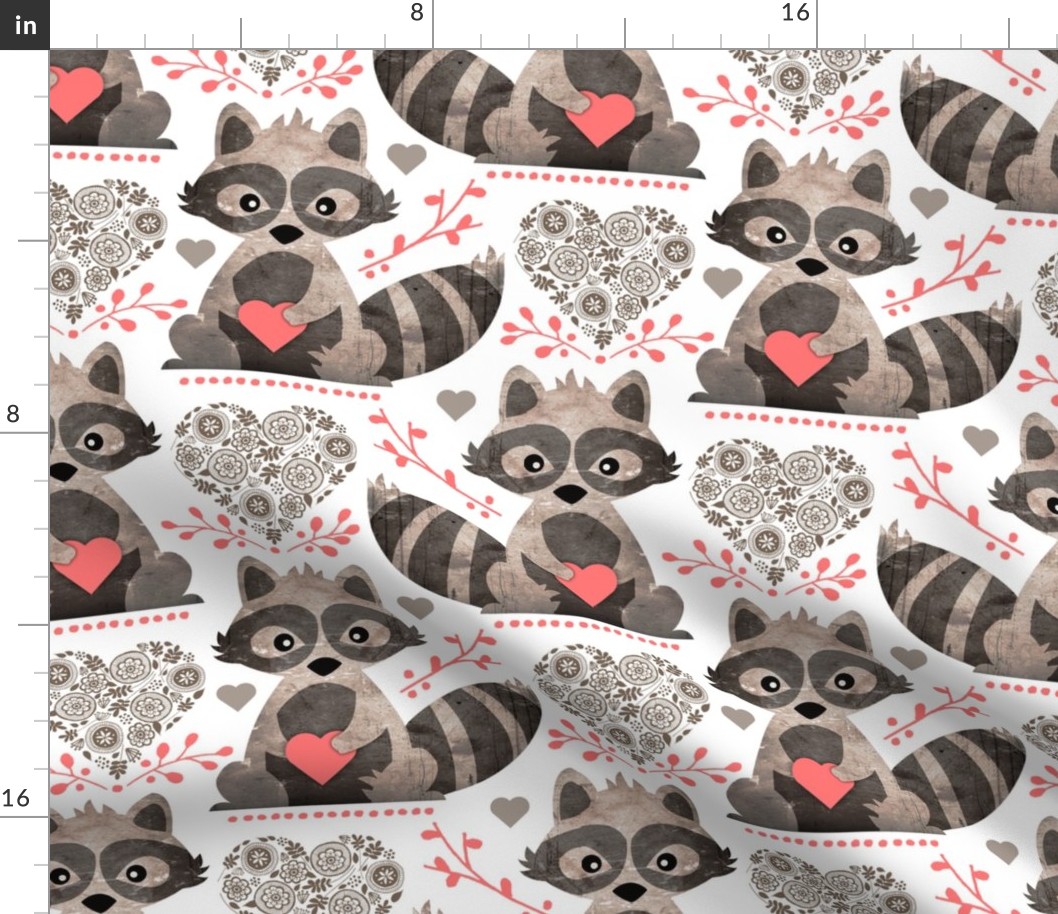 Raccoon's Valentine - Coral - Large Scale Client Requested