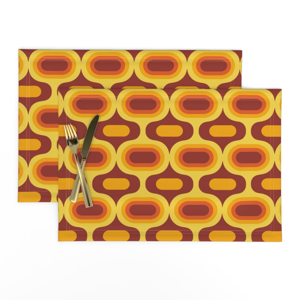 Retro Atomic Ogee ovals orange brown