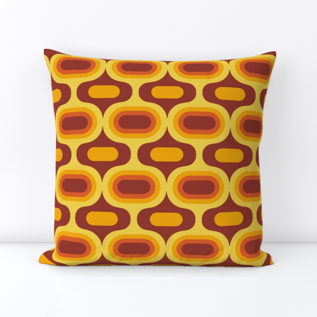 Retro Atomic Ogee ovals orange brown