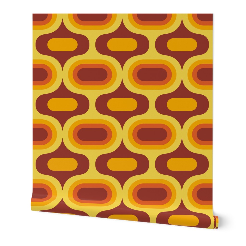 Retro Atomic Ogee ovals orange brown