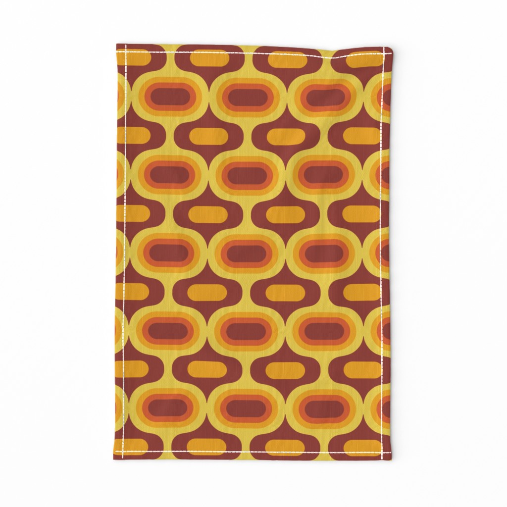 Retro Atomic Ogee ovals orange brown