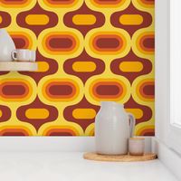 Retro Atomic Ogee ovals orange brown