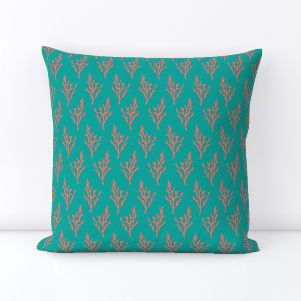 Simply Coral in Jungle Green Teal + Orange