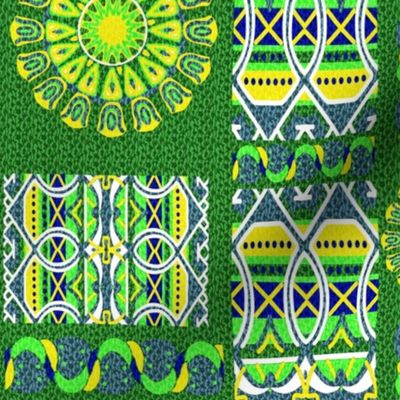 Bohemian Blooming Patch in Green Blue and Yellow