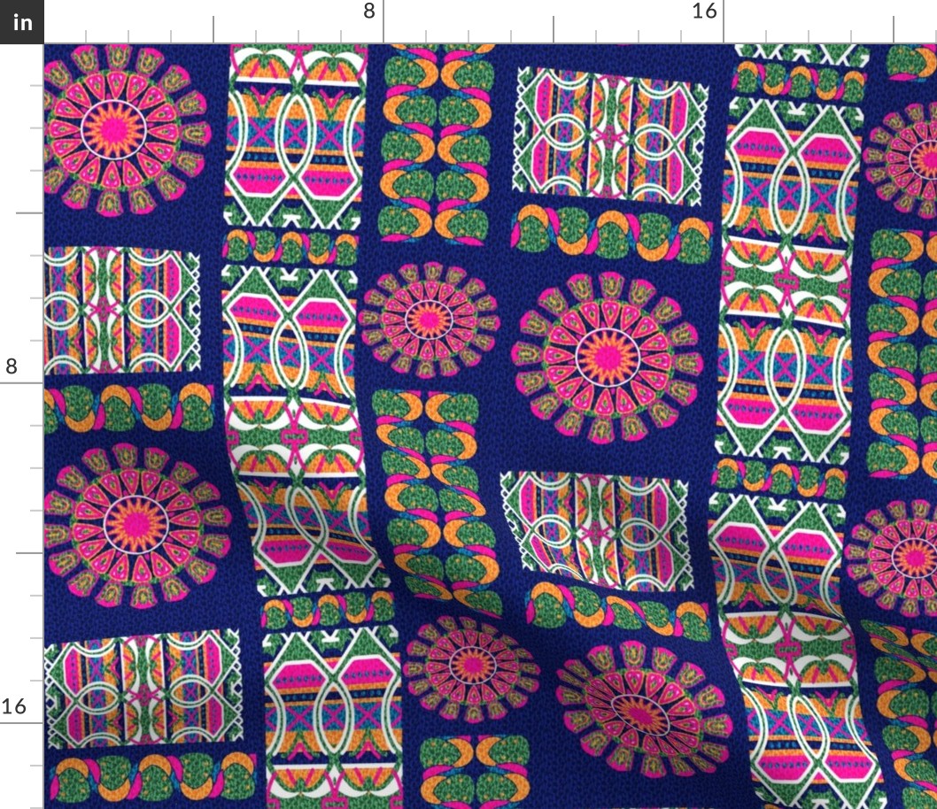 Bohemian Blooming Patch in Pink Blue and Green