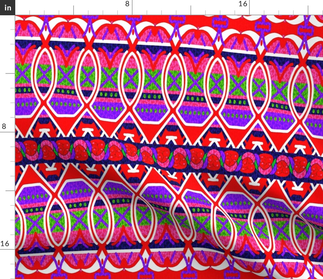 Bohemian Loopy Stripe in Pink and Purple
