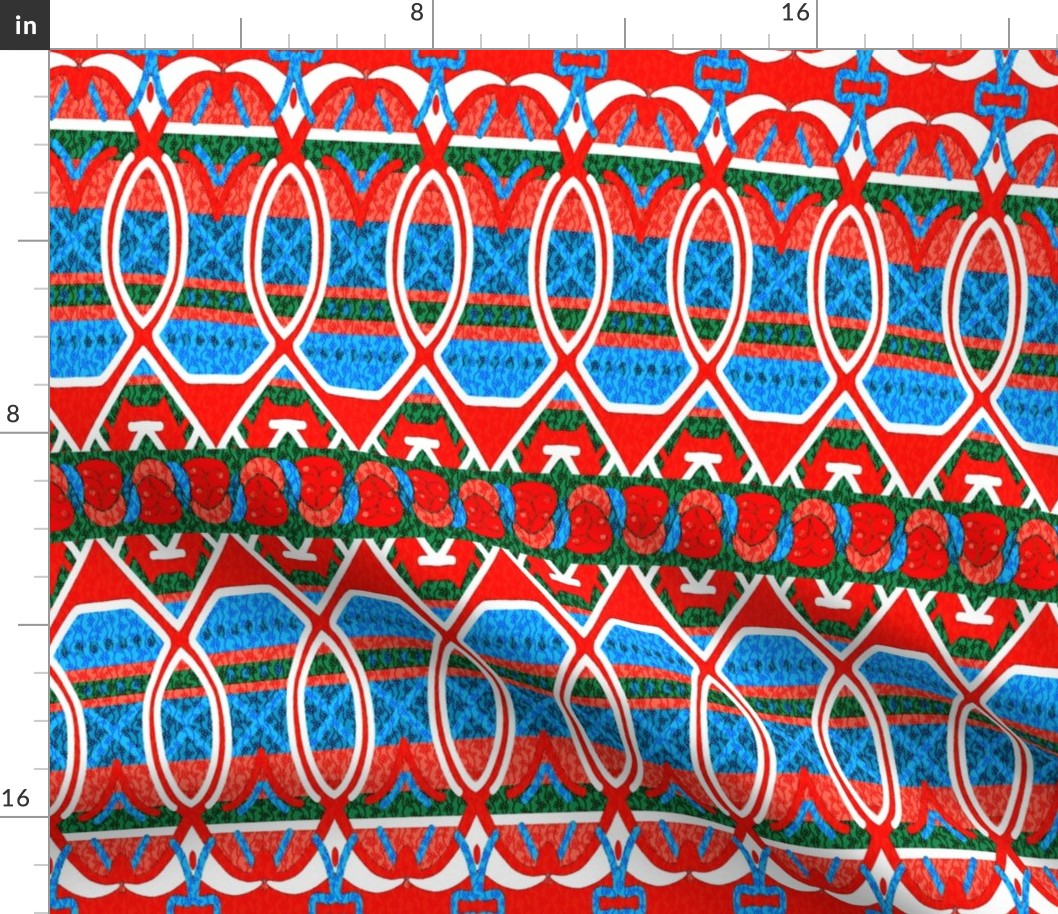Bohemian Loopy Stripe in Red White and Blue