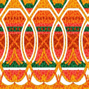 Bohemian Loopy Stripe in Orange and Green