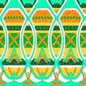 Bohemian Loopy Stripe in Yellow Orange and Seamist Green