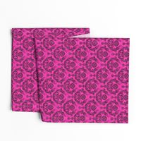 Hotpink/ Black Glitter Damask