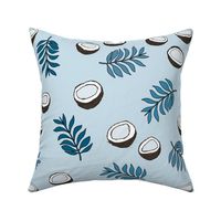 Tropical summer coconut palm leaves summer print gender neutral boys blue JUMBO