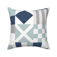 Nautical Flags Patchwork - Wholecloth - Dark Blue and Blue - Maritime flags - LAD19