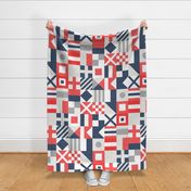 Nautical Flags Patchwork - Wholecloth - Red and Blue - Maritime flags - LAD19