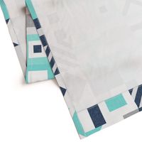 Nautical Flags Patchwork - Wholecloth - Teal and Blue - Maritime flags - LAD19