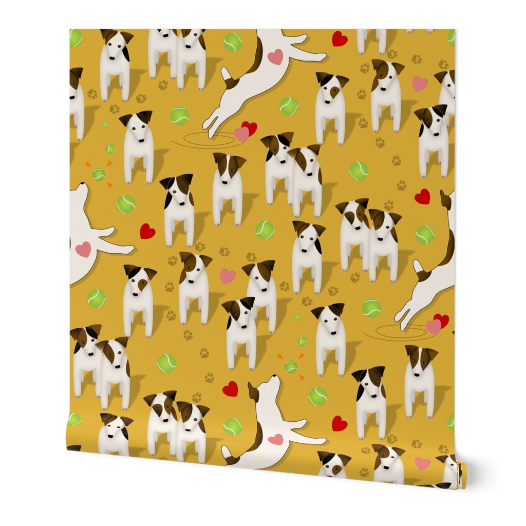 Parson / Jack Russell Terriers dogs with heart / Goldenrod