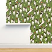 Parson / Jack Russell Terriers dogs with heart / Olive green