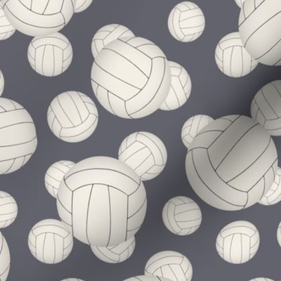 White volleyballs pattern on slate blue - small