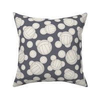 White volleyballs pattern on slate blue - small