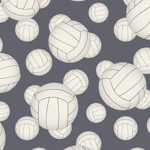 White volleyballs pattern on slate blue - small