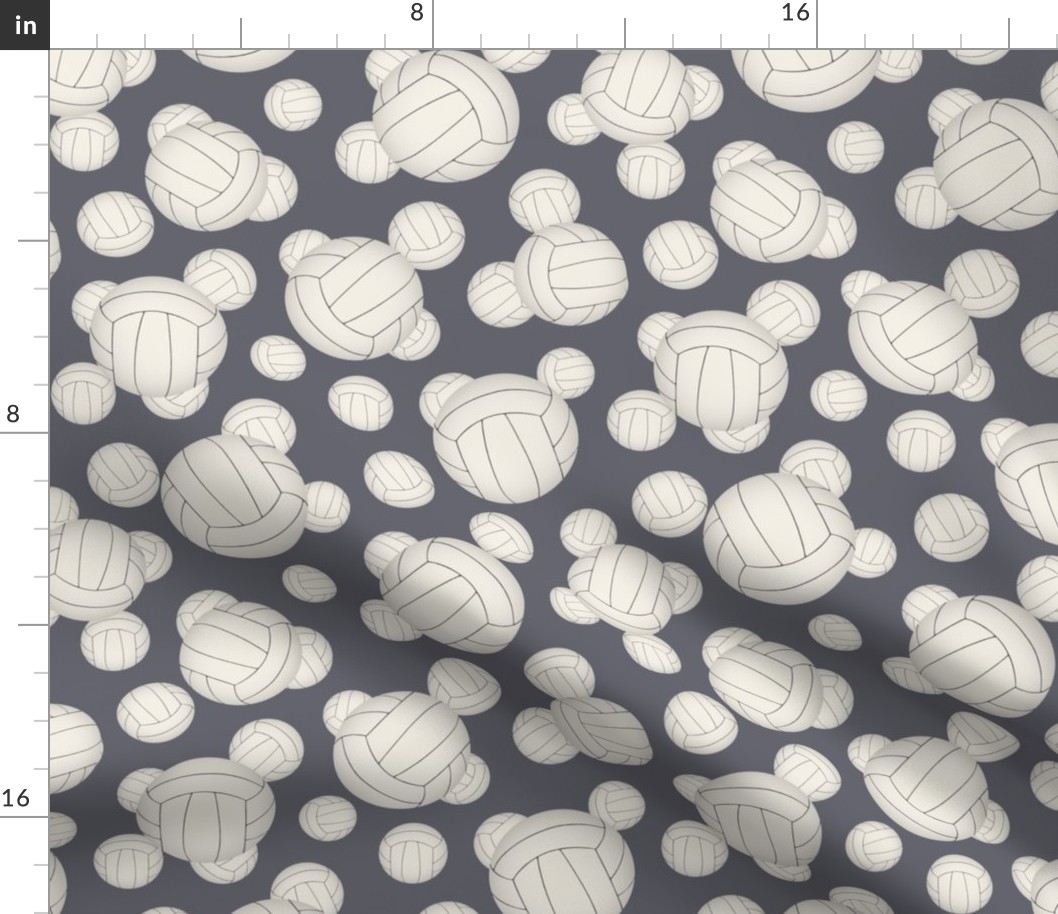 White volleyballs pattern on slate blue - small