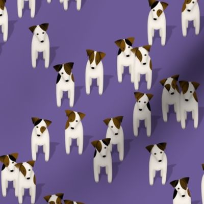 Pack of Parson / Jack Russell Terriers with cute head tilt - purple
