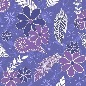 flowers and feathers boho very peri violet purple