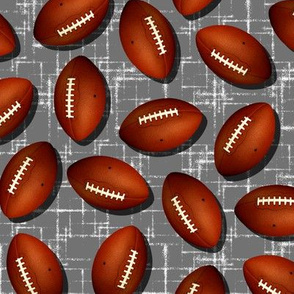 Footballs on gray w white accent pattern fall sports 