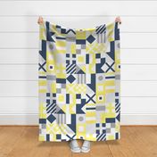 Nautical Flags Patchwork - Wholecloth - Yellow and Blue - Maritime flags - LAD19 