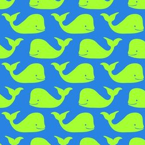 Happy Little Whales in Neon Green + Blue