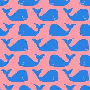 Happy Little Whales in Neon Blue + Coral