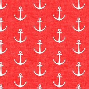 anchors on bright red - nautical - LAD19