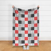 Nautical Patchwork (red and black) - Mightier than the waves - Wave wholecloth - nautical nursery fabric LAD19