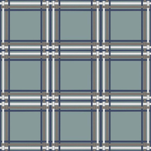 Sapphire Blue Silver, Taupe plaid on Aqua