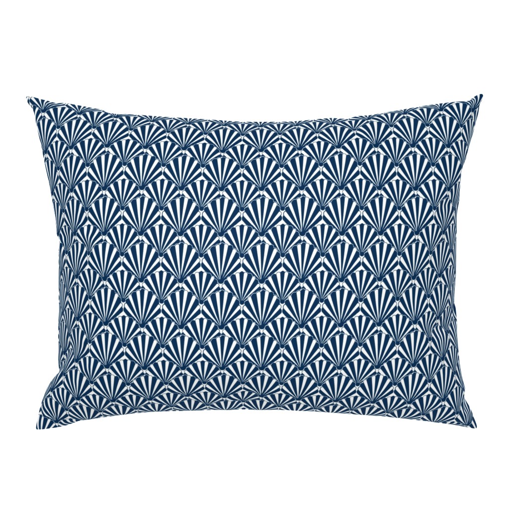 Art Deco Pattern //navy shell, Art deco fan, scallop