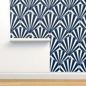 Art Deco Pattern //navy shell, Art deco fan, scallop