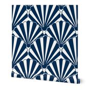 Art Deco Pattern //navy shell, Art deco fan, scallop