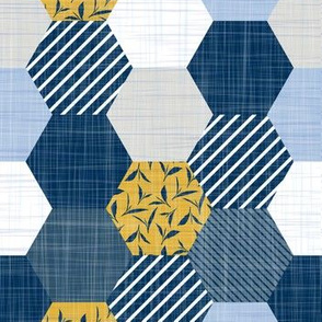 blue denim hexagons