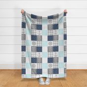 Nautical Patchwork (baby blue and navy) - Mightier than the waves - Wave wholecloth - nautical nursery fabric  LAD19